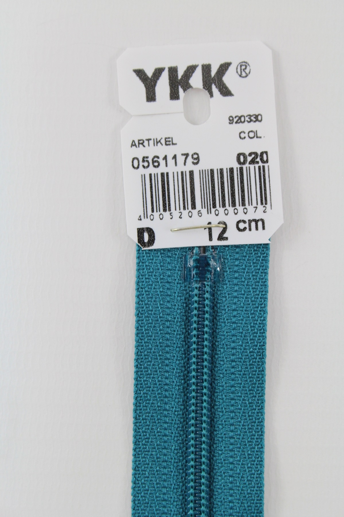 YKK-Reissverschluss 12cm-60cm, nicht teilbar, türkisblau