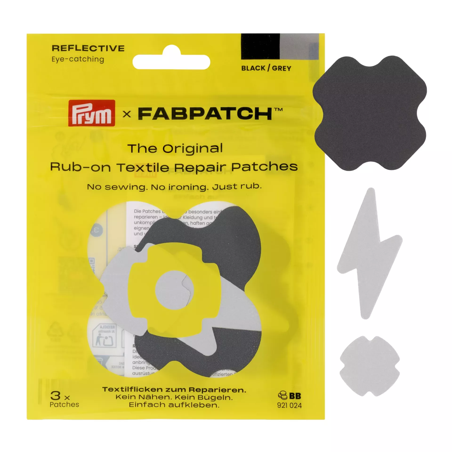 Rub-on Patch REFLECTIVE, schwarz/grau