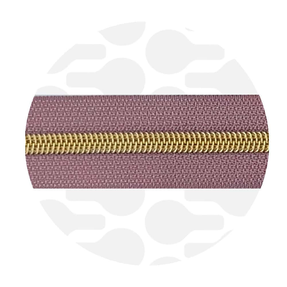 1m Reissversschluss endlos in Dark Lilac mit goldener Raupe