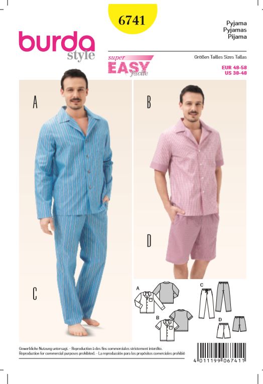 burda Schnitt 6741 "Herren-Pyjama und klassischer Stil " burda Schnitt 6741 "Herren-Pyjama und klassischer Stil "