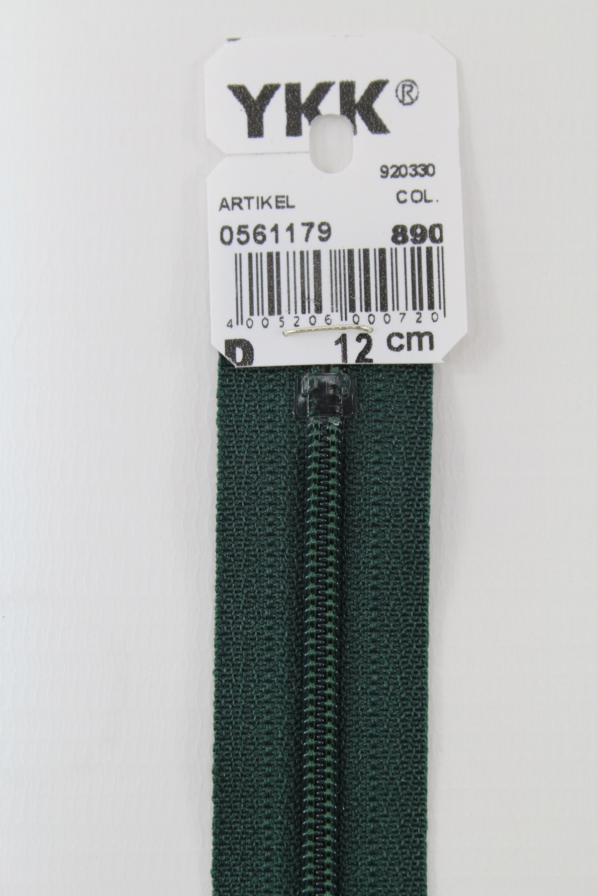 YKK-Reissverschluss 12cm-60cm, nicht teilbar, dunkelgrün YKK-Reissverschluss 12cm-60cm, nicht teilbar, dunkelgrün