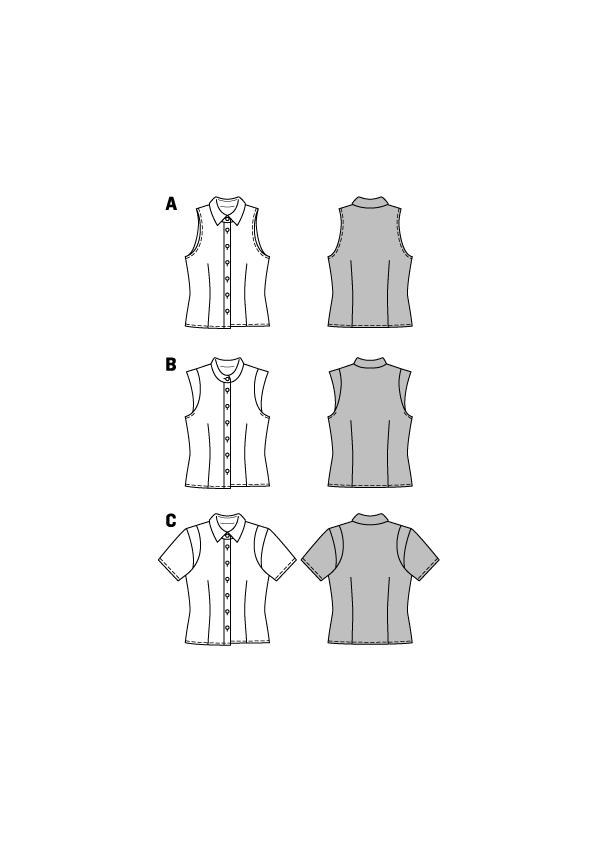 burda Schnitt 6527 "Bluse und Hemdkragen und Stehkragen und Ärmelblende"