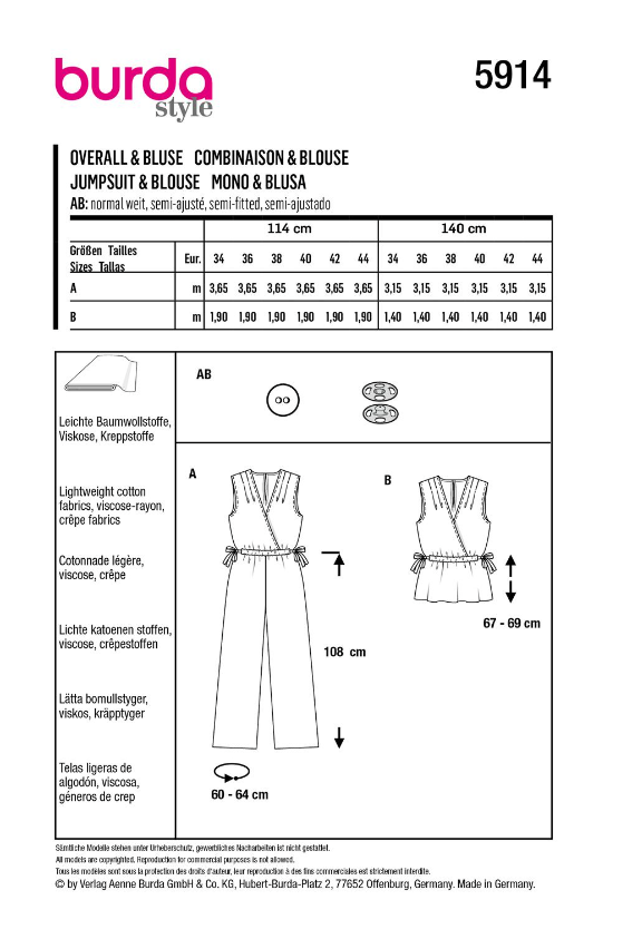 burda Schnitt 5914 "Bluse und Overall"