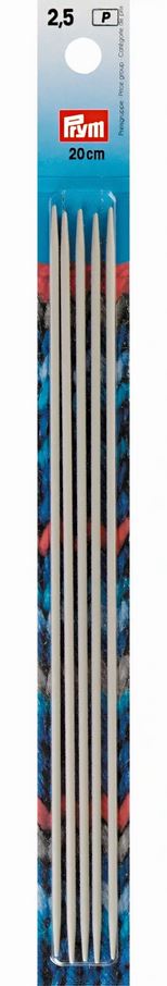Strumpfstricknadeln, 20cm, 2,50mm, perlgrau