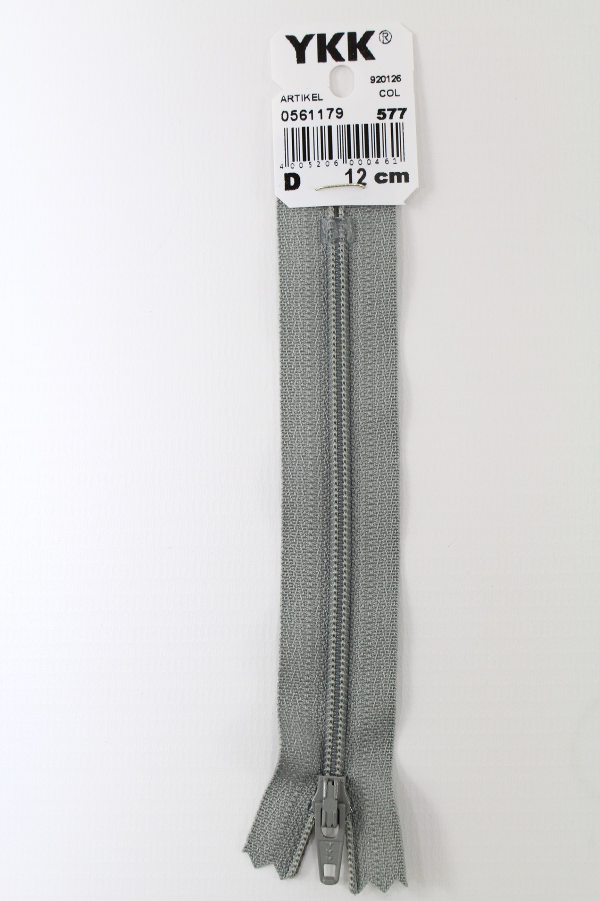YKK-Reissverschluss 12cm-60cm, nicht teilbar, grau YKK-Reissverschluss 12cm-60cm, nicht teilbar, grau
