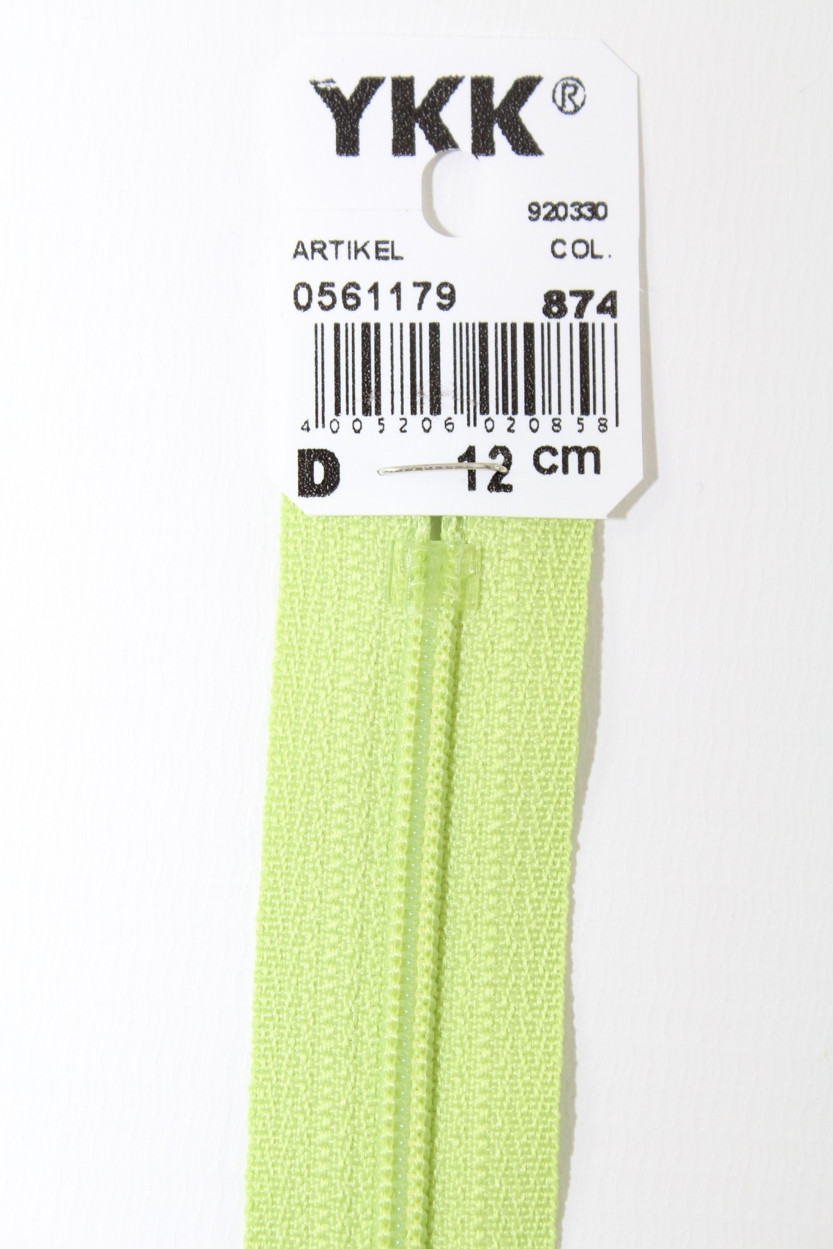 YKK-Reissverschluss 12cm-60cm, nicht teilbar, wiesengrün YKK-Reissverschluss 12cm-60cm, nicht teilbar, wiesengrün