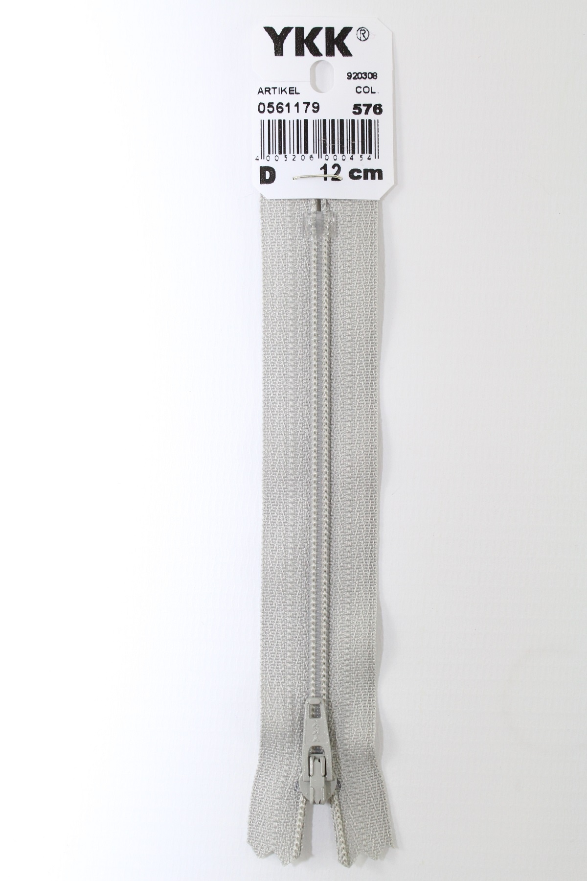 YKK-Reissverschluss 12cm-60cm, nicht teilbar, hellgrau