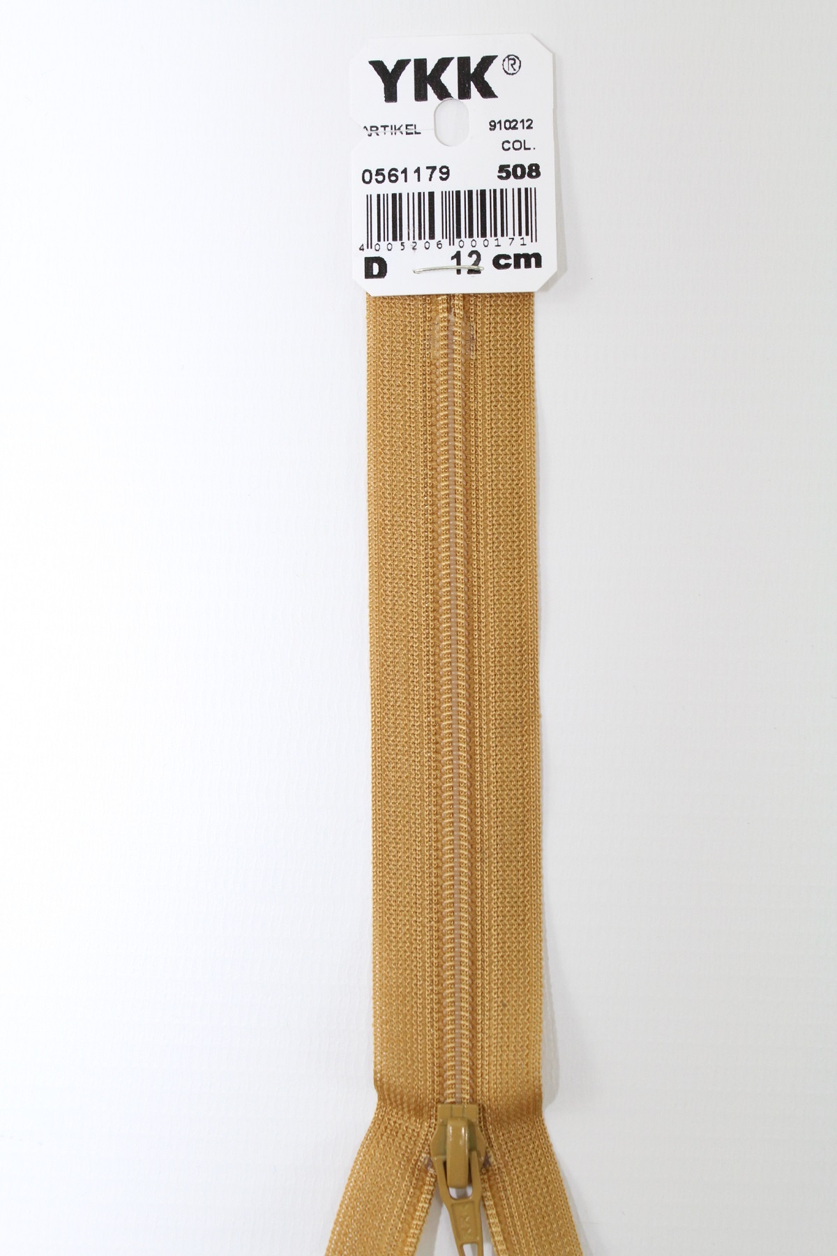 YKK-Reissverschluss 12cm-60cm, nicht teilbar, goldgelb YKK-Reissverschluss 12cm-60cm, nicht teilbar, goldgelb