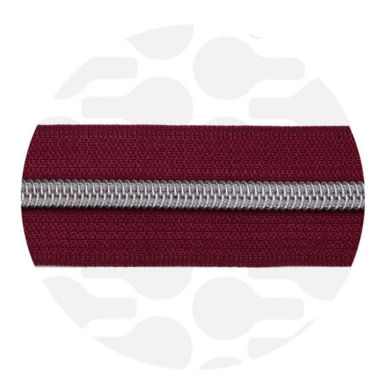 1m Reissversschluss endlos in Wine Red mit Nickel Raupe