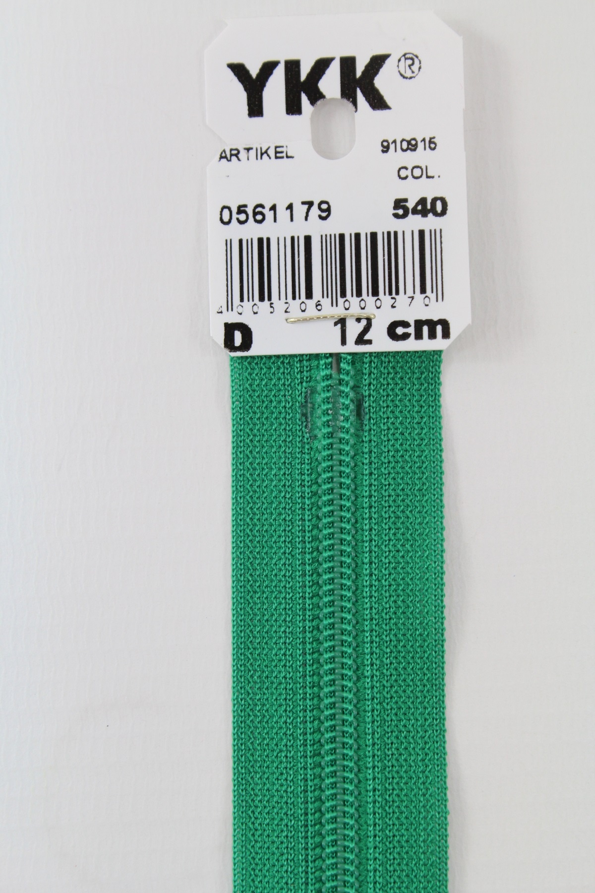 YKK-Reissverschluss 12cm-60cm, nicht teilbar, blattgrün YKK-Reissverschluss 12cm-60cm, nicht teilbar, blattgrün