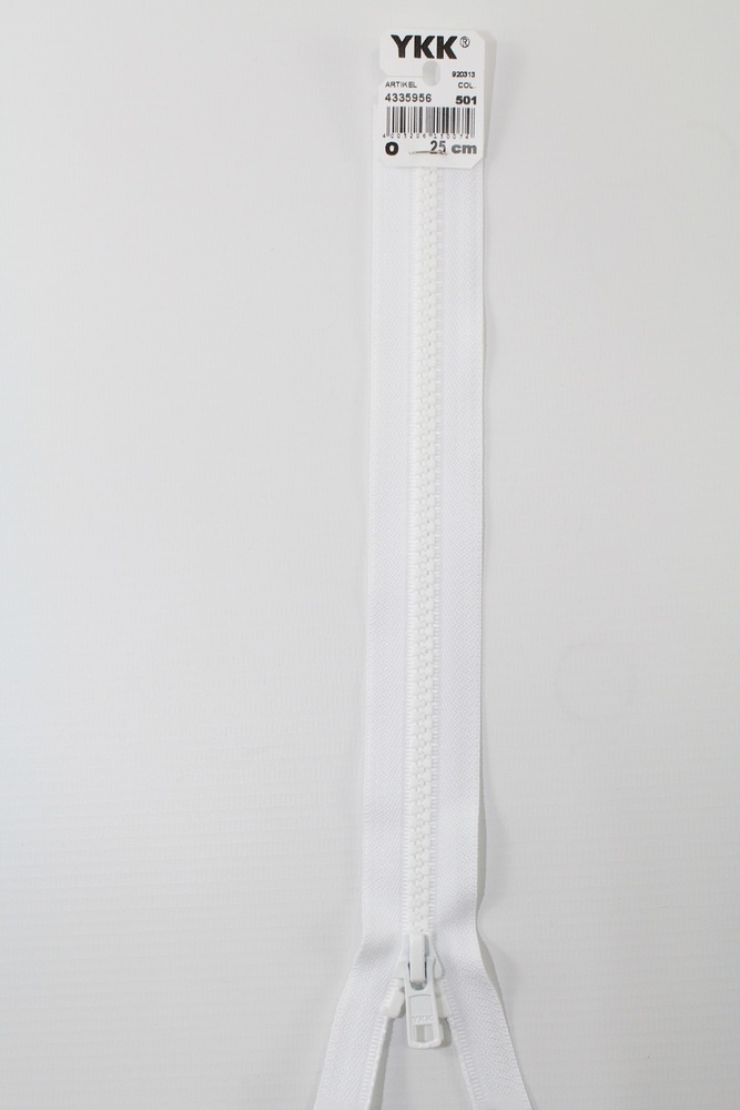 YKK - Reissverschlüsse 25 cm - 80 cm, teilbar, weiss