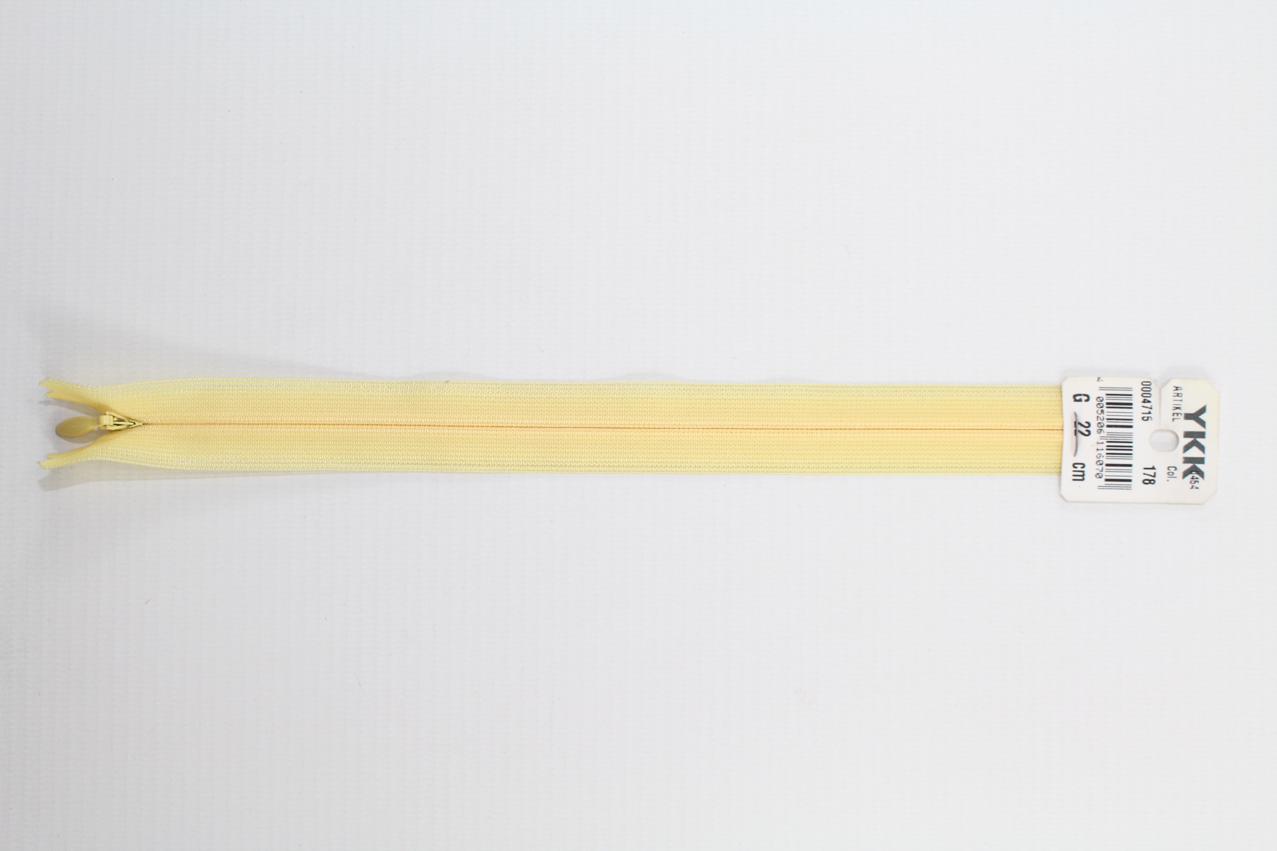 Nahtverdeckter Reissverschluss aus Kunststoff 22cm (lemon) Col. 178