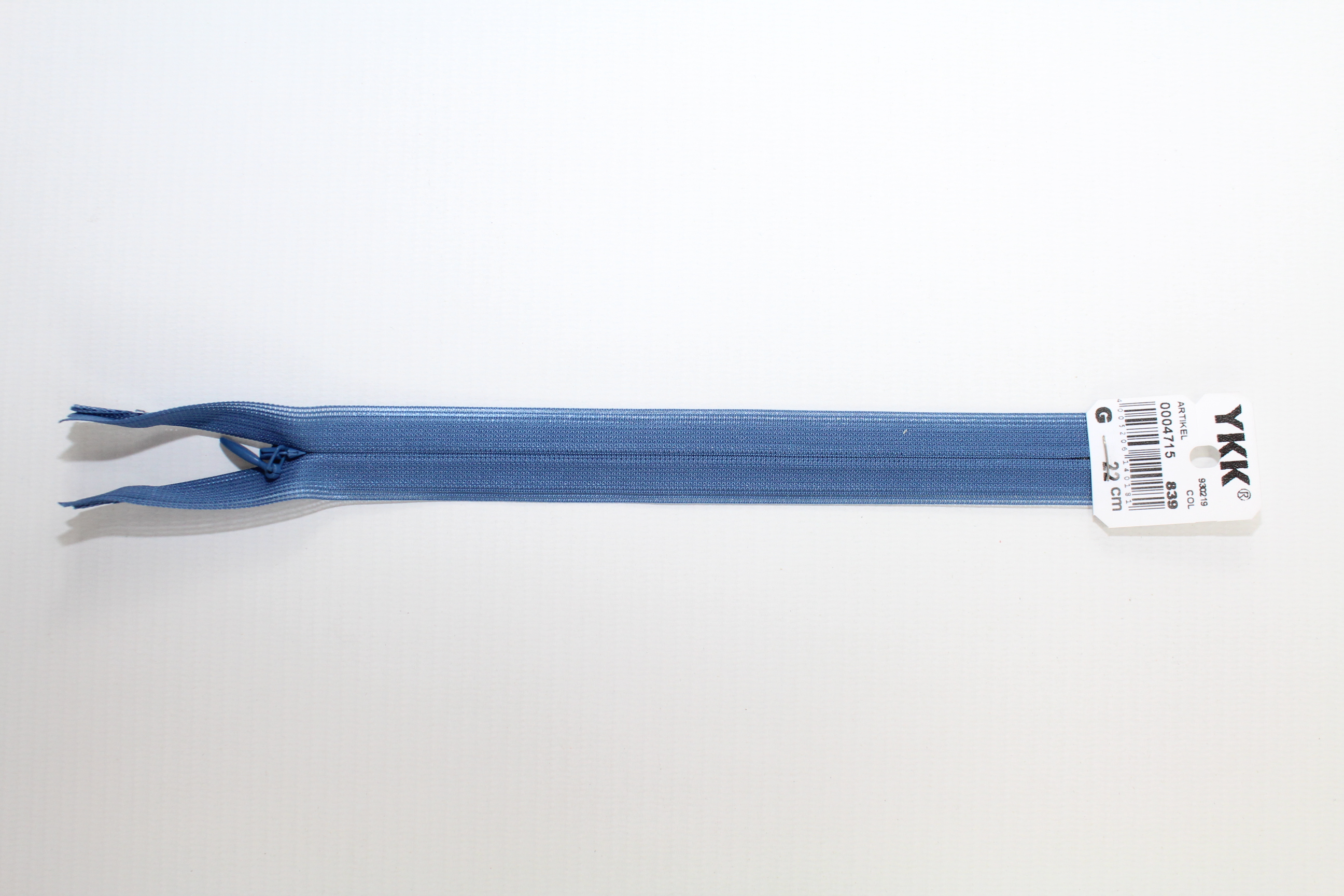 Nahtverdeckter Reissverschluss aus Kunststoff 22cm (jeansblau) Col. 839
