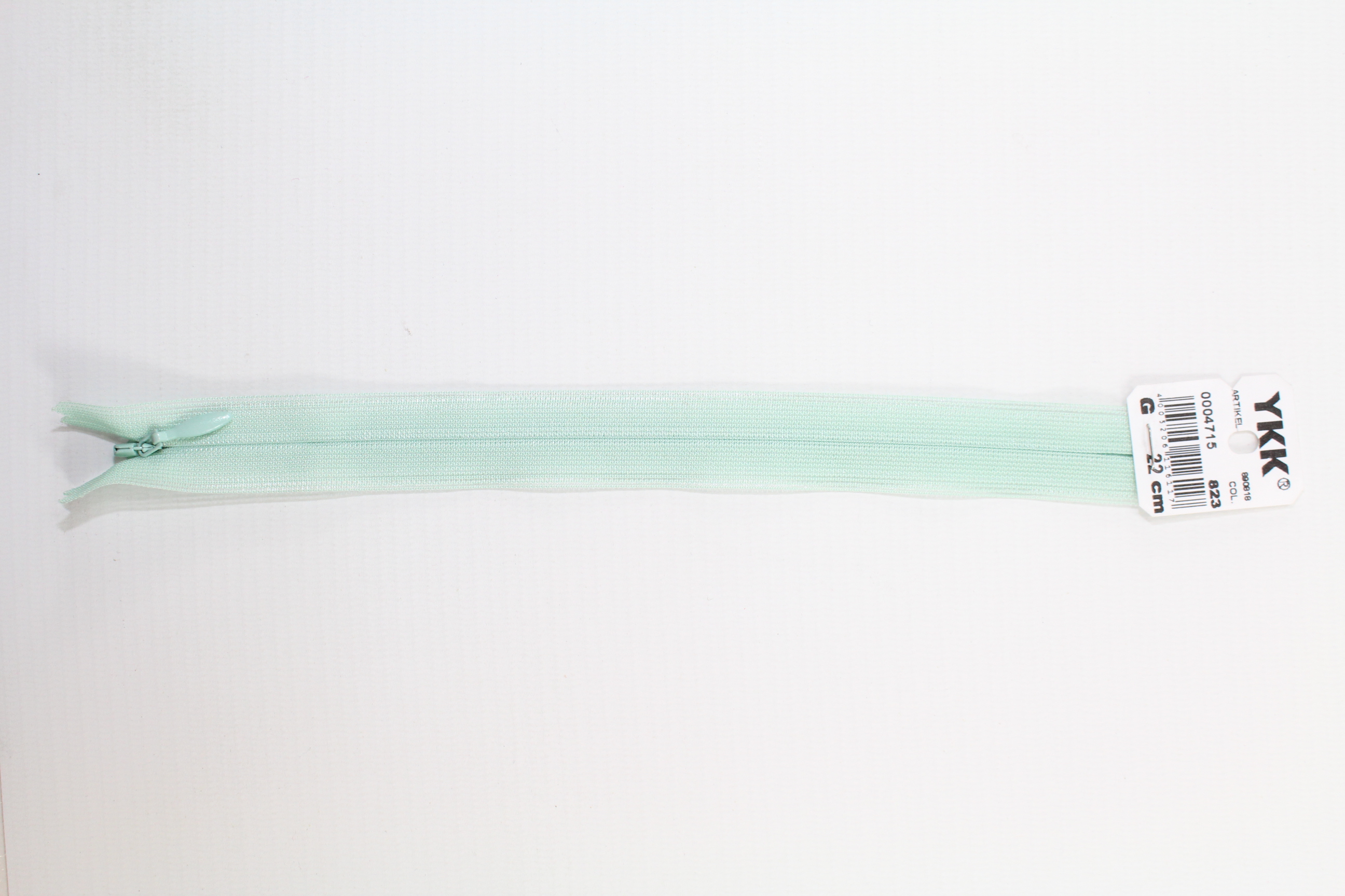 Nahtverdeckter Reissverschluss aus Kunststoff 22cm (pastellgrün) Col. 823