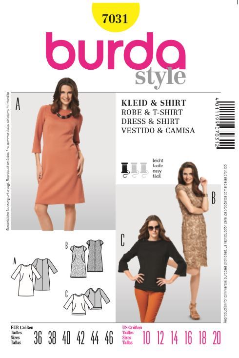 burda Schnitt 7031 "Spitzenkleid, U-Boot-Ausschnitt" burda Schnitt 7031 "Spitzenkleid, U-Boot-Ausschnitt"