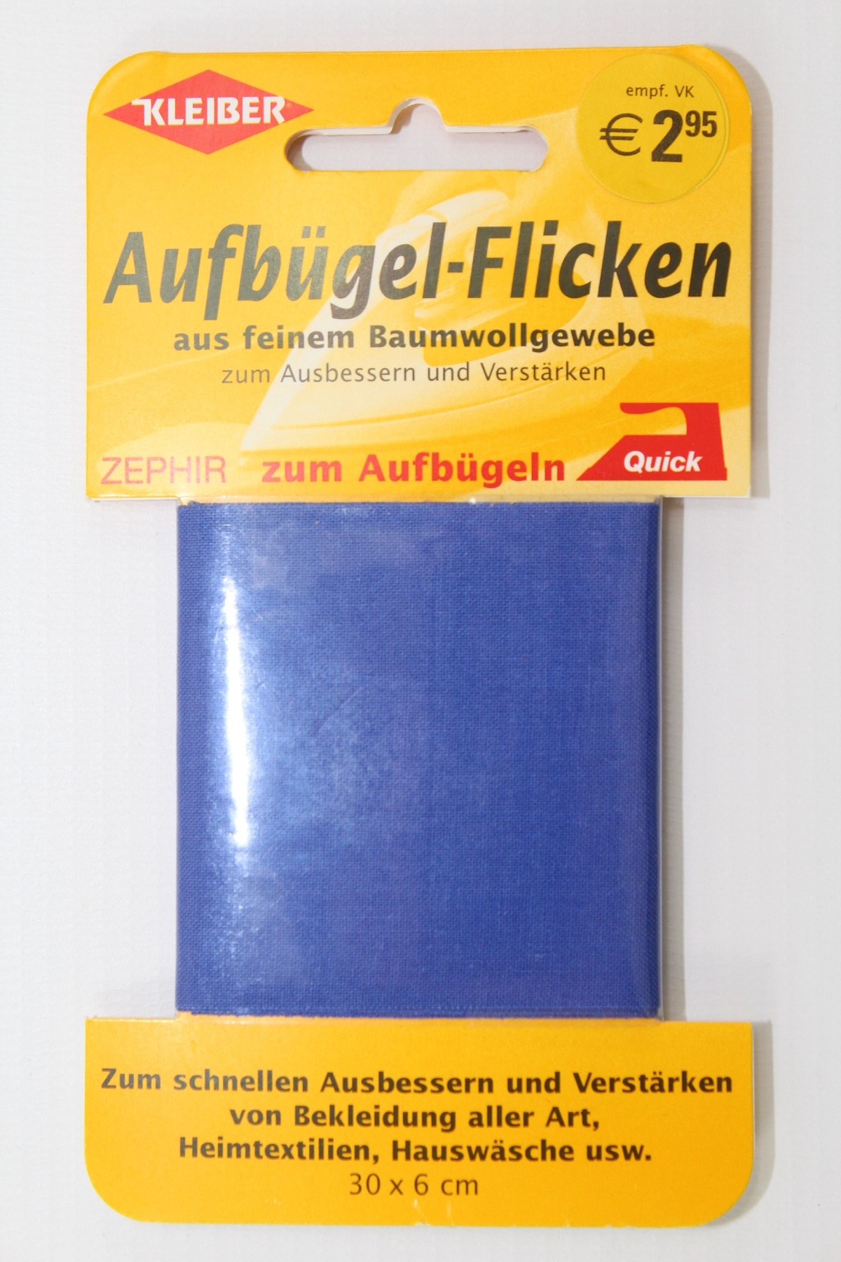 Aufbügel - Flicken 30 x 6 cm mittelblau