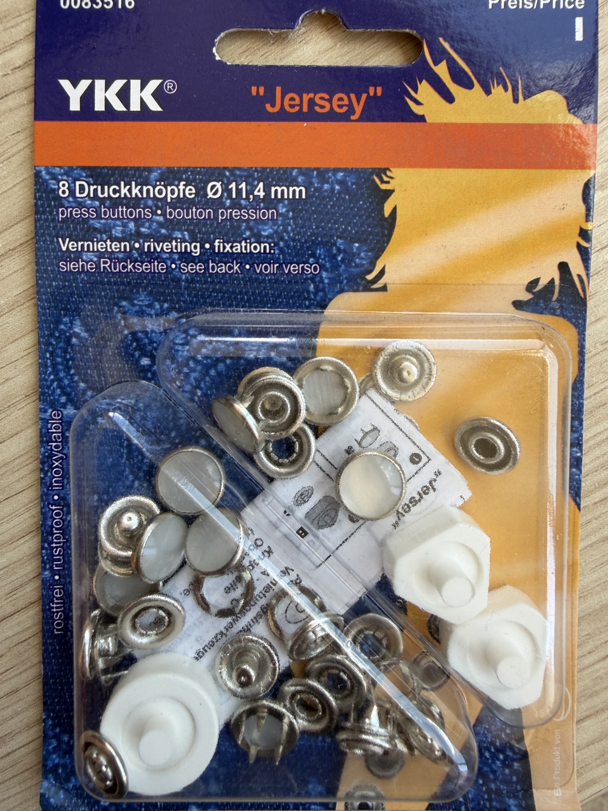 YKK Jersey Drückknöpfe mit Perlmutt ( 8 Druckknöpfe 11,4 Durchmesser) 