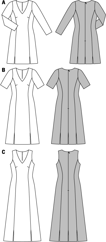 burda Schnitt 6894 "Kleid und Teilungsnähte und V-Ausschnitt"