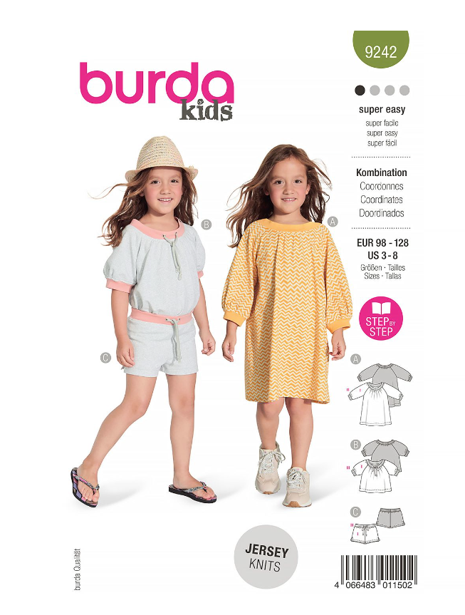 burda Schnitt 9242 "Kleid, Bluse und Shorts für Mädchen"