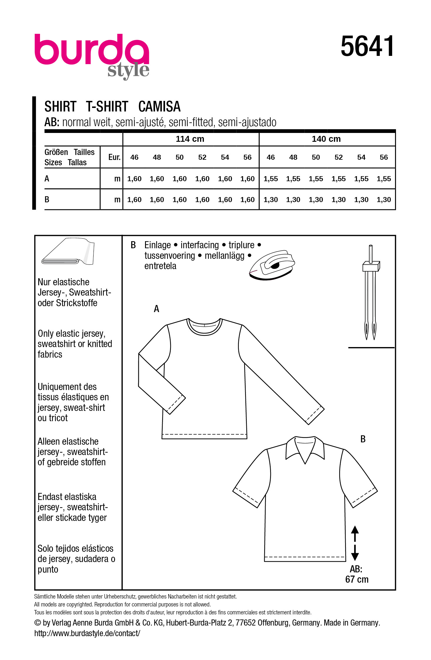 burda Schnitt 5641 - Herren Basic Shirts