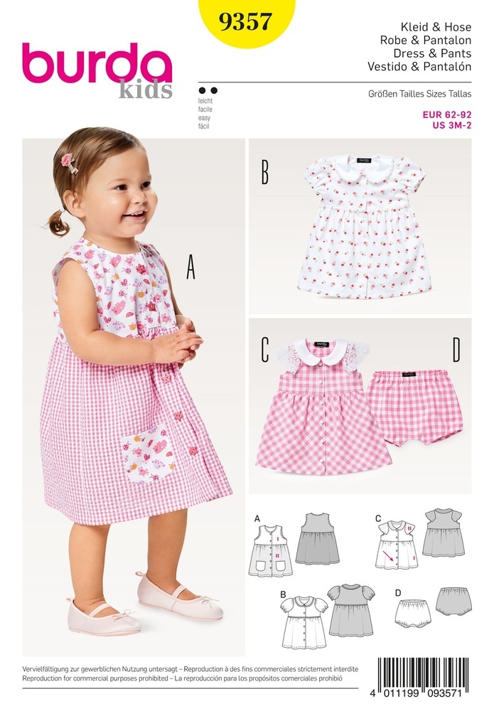 burda Schnitt 9357 "Kleid und Höschen und Bubikragen und Knopfverschluss" burda Schnitt 9357 "Kleid und Höschen und Bubikragen und Knopfverschluss"