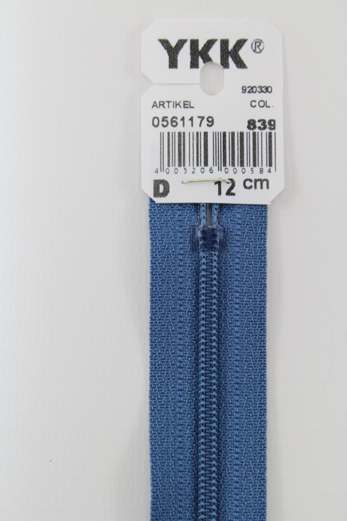 YKK-Reissverschluss 12cm-60cm, nicht teilbar, jeansblau