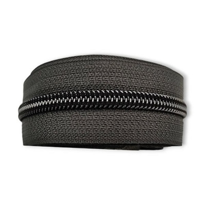 1m Reissversschluss endlos in Midnight Grey mit Gun Metal Raupe