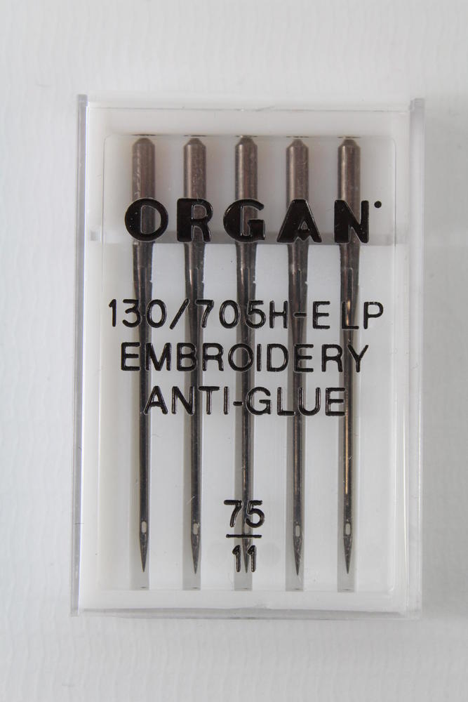 ORGAN Anti-Glue Stick-Nadeln Embroidery 130/705 H-ELP 75/11 ORGAN Anti-Glue Stick-Nadeln Embroidery 130/705 H-ELP 75/11
