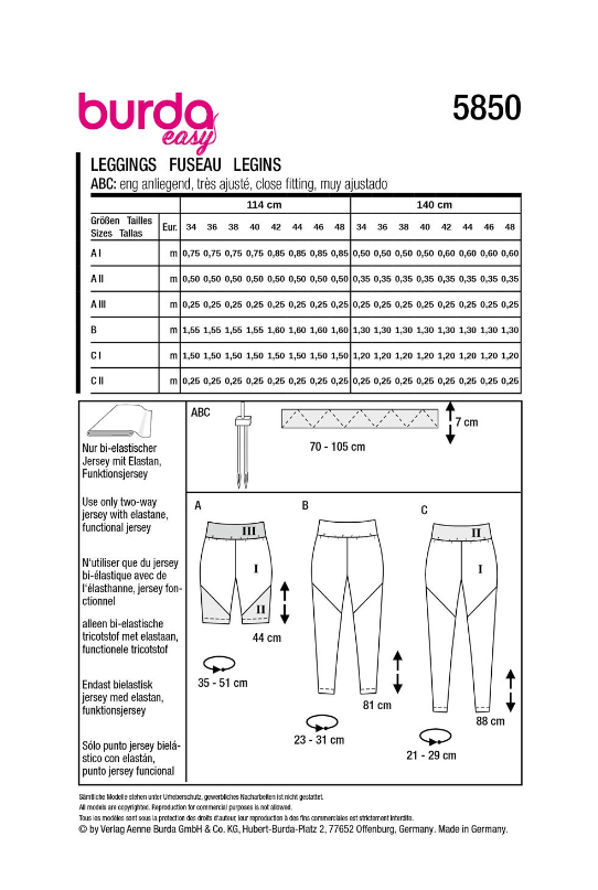 burda Schnitt 5850 "Hosen in verschiedenen Varianten"