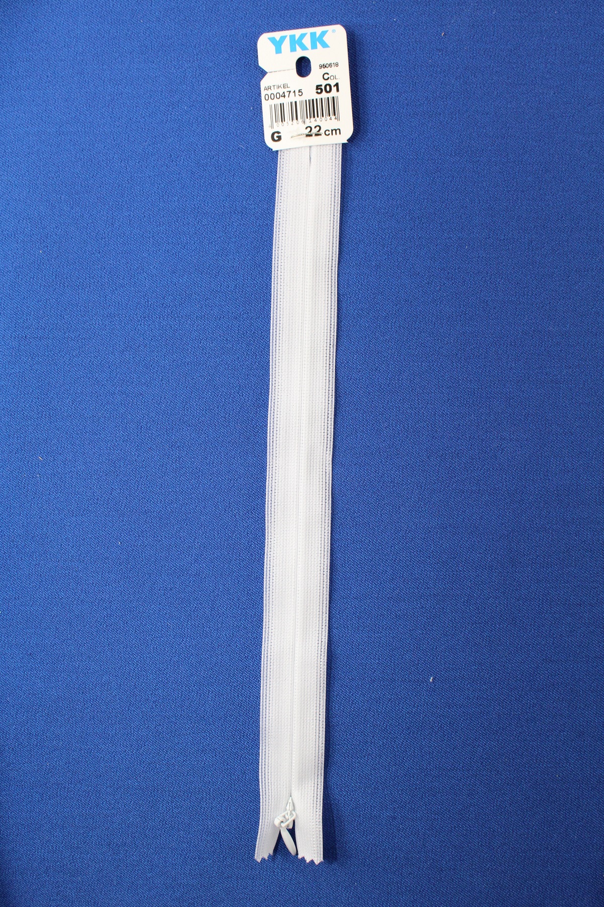 Nahtverdeckter Reissverschluss aus Kunststoff 22cm (weiss) Col. 501