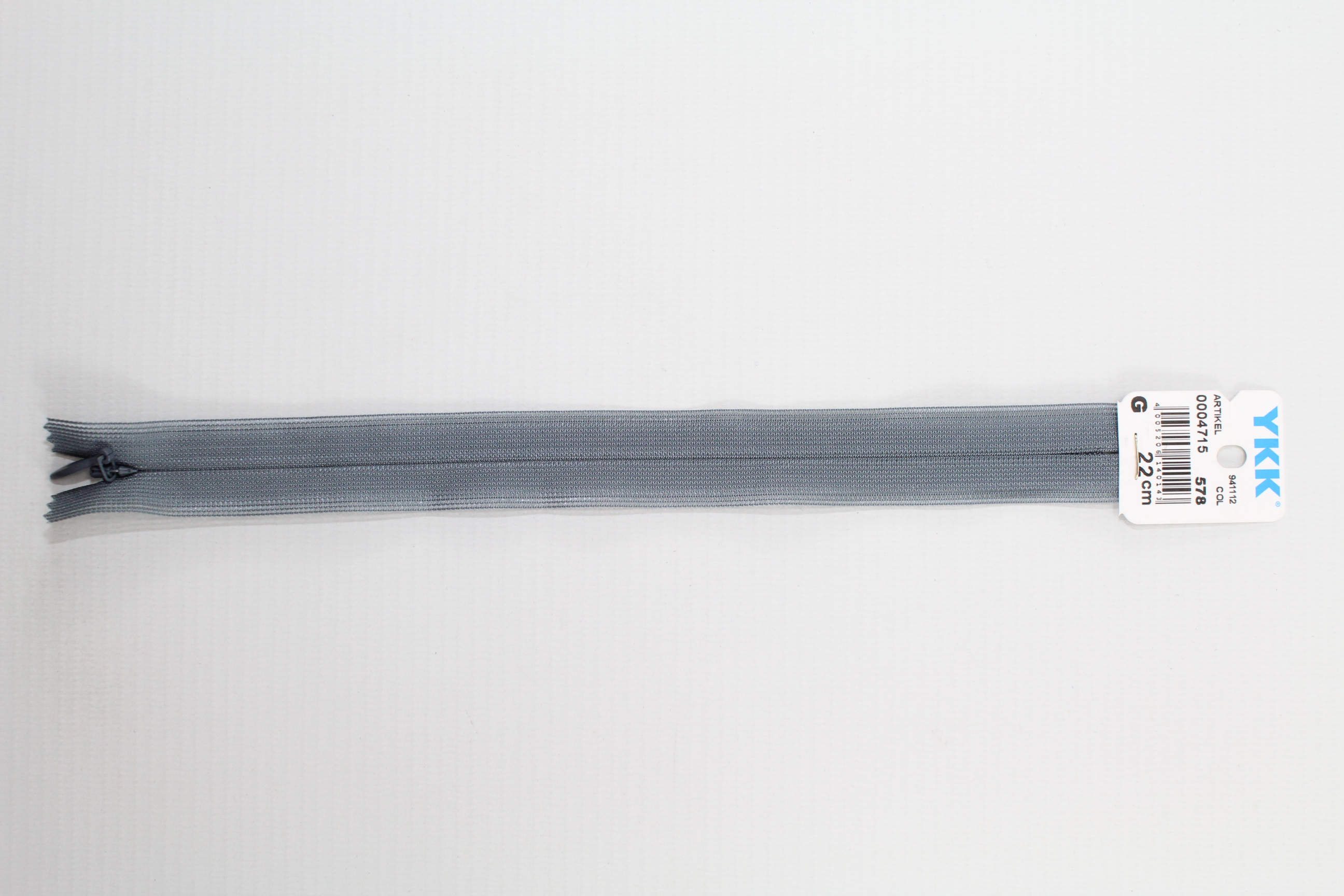 Nahtverdeckter Reissverschluss aus Kunststoff (mausgrau) Col. 578