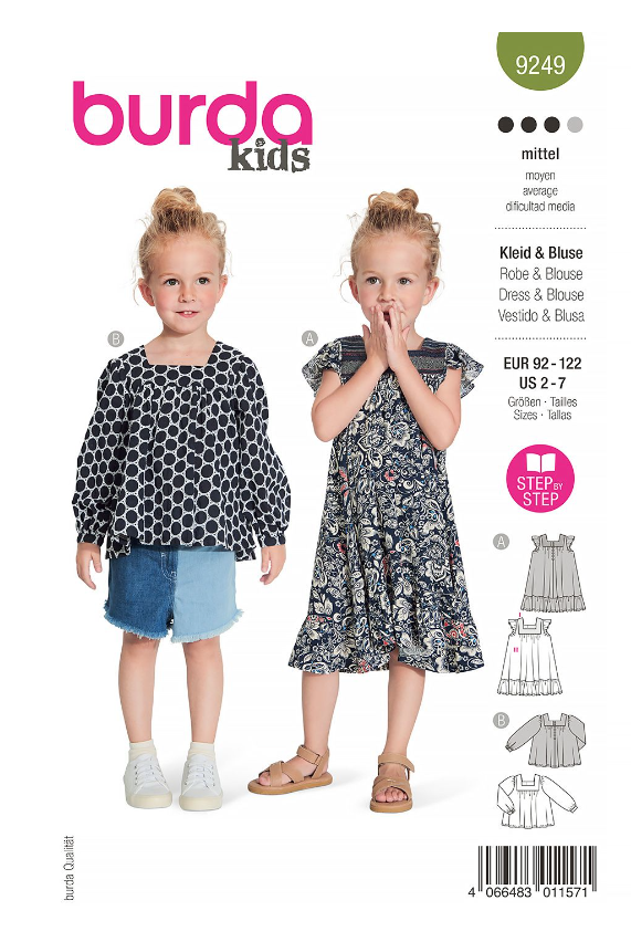 burda Schnitt 9249 " Kleid und Bluse für Mädchen" burda Schnitt 9249 " Kleid und Bluse für Mädchen"