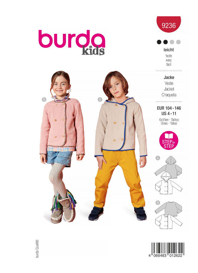 burda Schnitt 9236 " Leichte Kinderjacke"