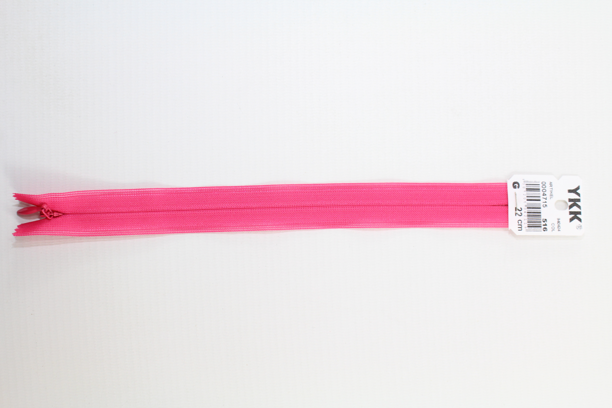 Nahtverdeckter Reissverschluss aus Kunststoff 22cm (pink) Col. 516