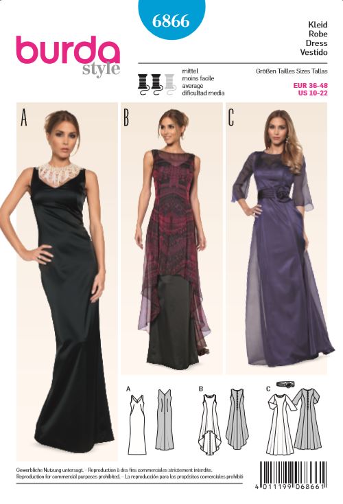 burda Schnitt 6866 "Abendkleid und Überkleid "