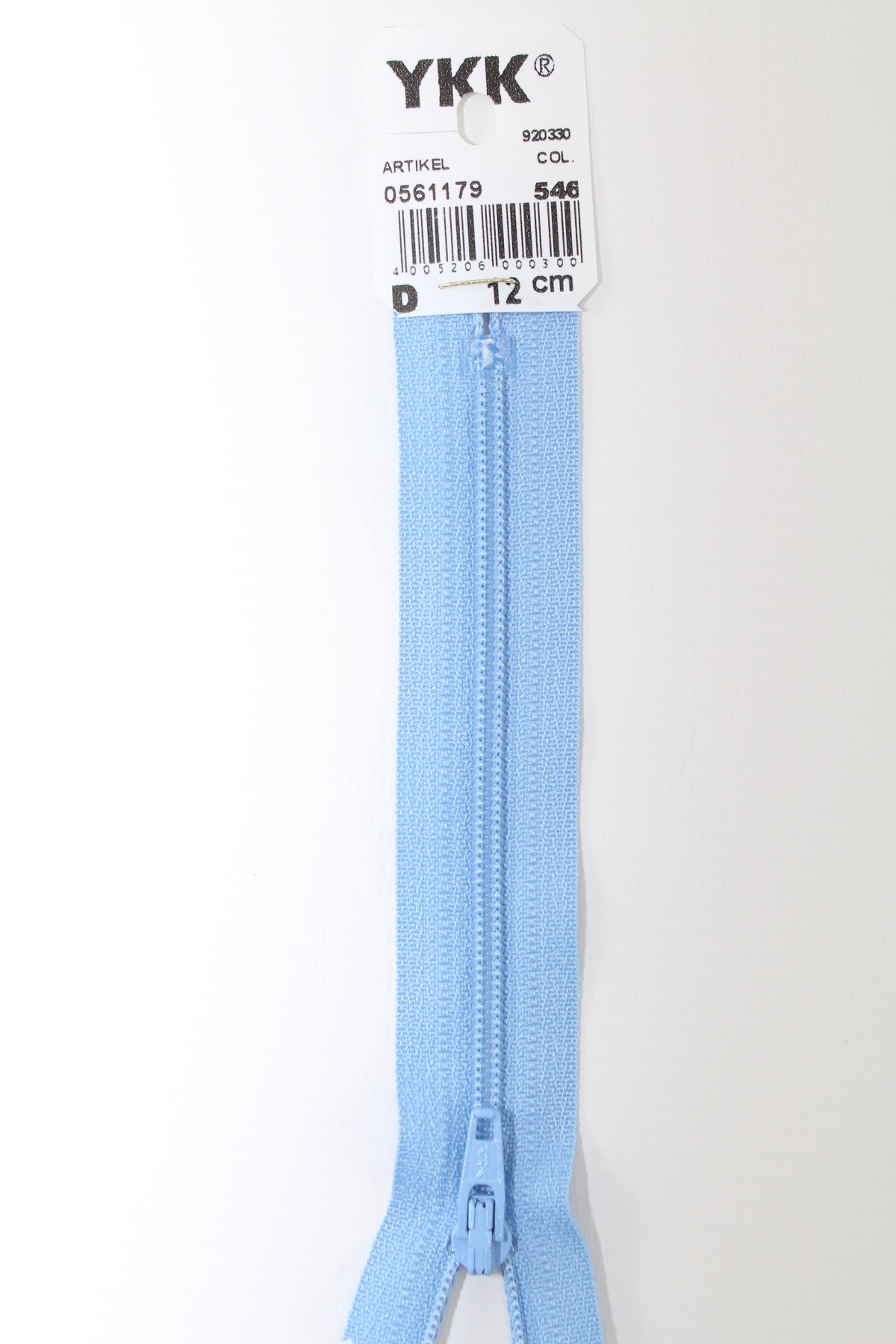 YKK-Reissverschluss 12cm-60cm, nicht teilbar, pastellblau