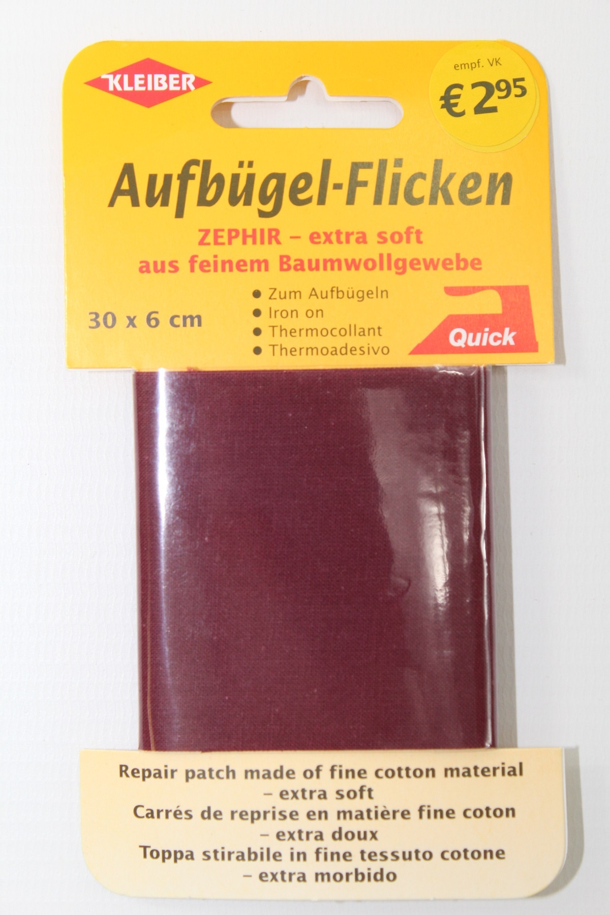 Aufbügel - Flicken 30 x 6 cm weinrot