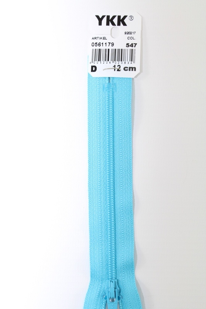 YKK-Reissverschluss 12cm-60cm, nicht teilbar, wasserblau YKK-Reissverschluss 12cm-60cm, nicht teilbar, wasserblau