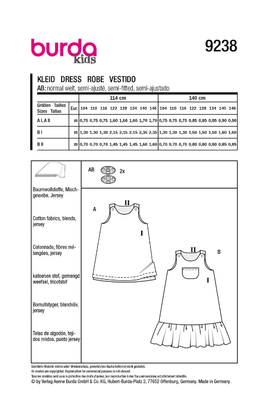 burda Schnitt 9238 "Kleid für Kinder" burda Schnitt 9238 "Kleid für Kinder"