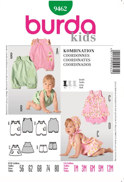 burda Schnitt 9462 "Kleid mit Höschen oder Overall"