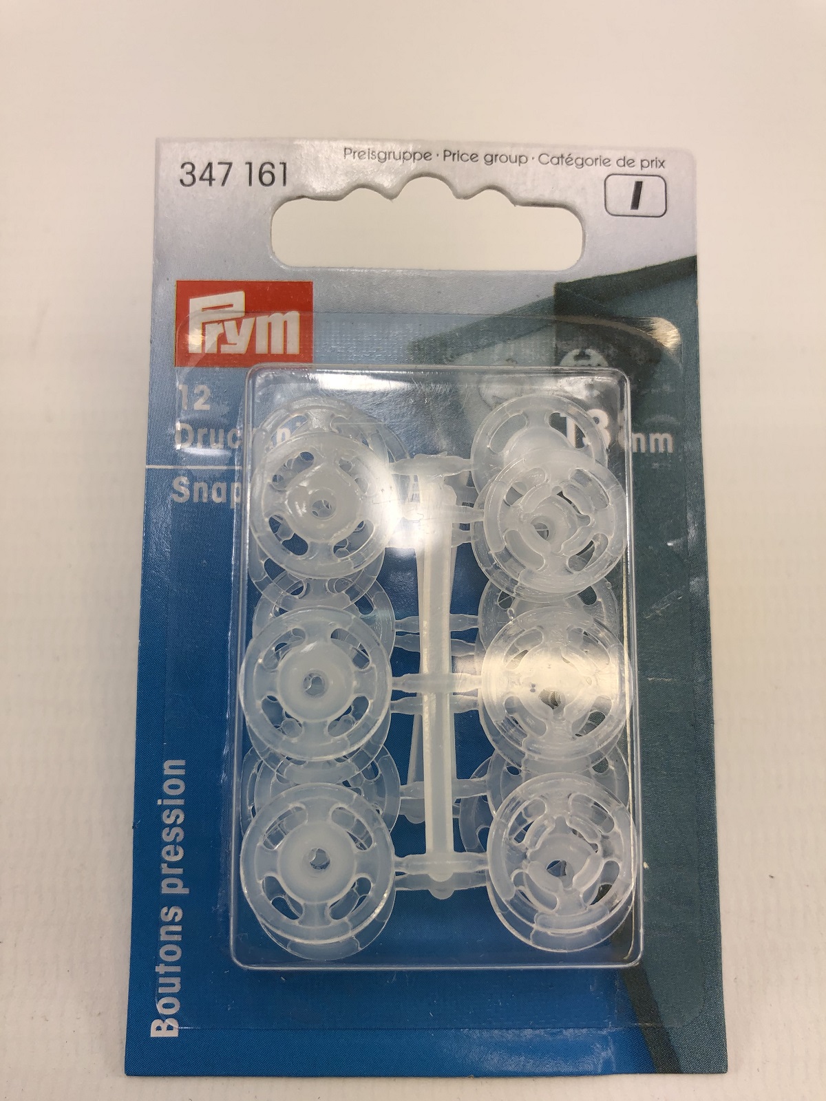 12 Annäh-Druckknöpfe, 13mm, transparent 12 Annäh-Druckknöpfe, 13mm, transparent