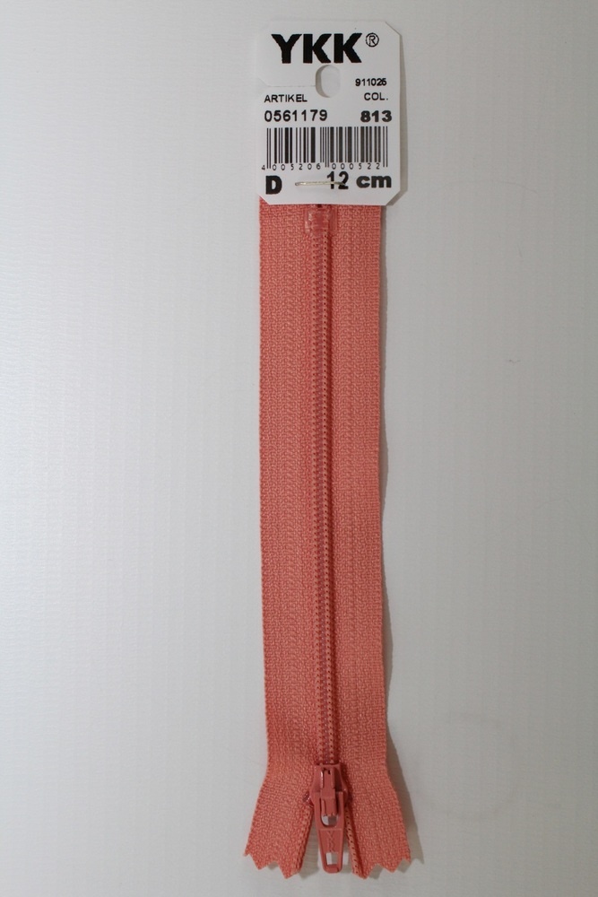 YKK-Reissverschluss 12cm-60cm, nicht teilbar, lachsrot