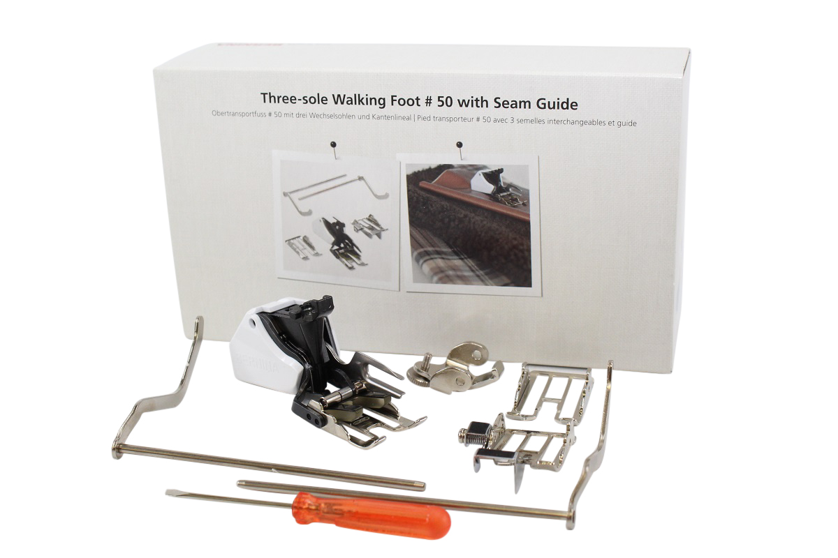 Bernina Obertransportfuß Nr. 50 mit drei Wechselsohlen und Kantenlineal für die neuen Modelle