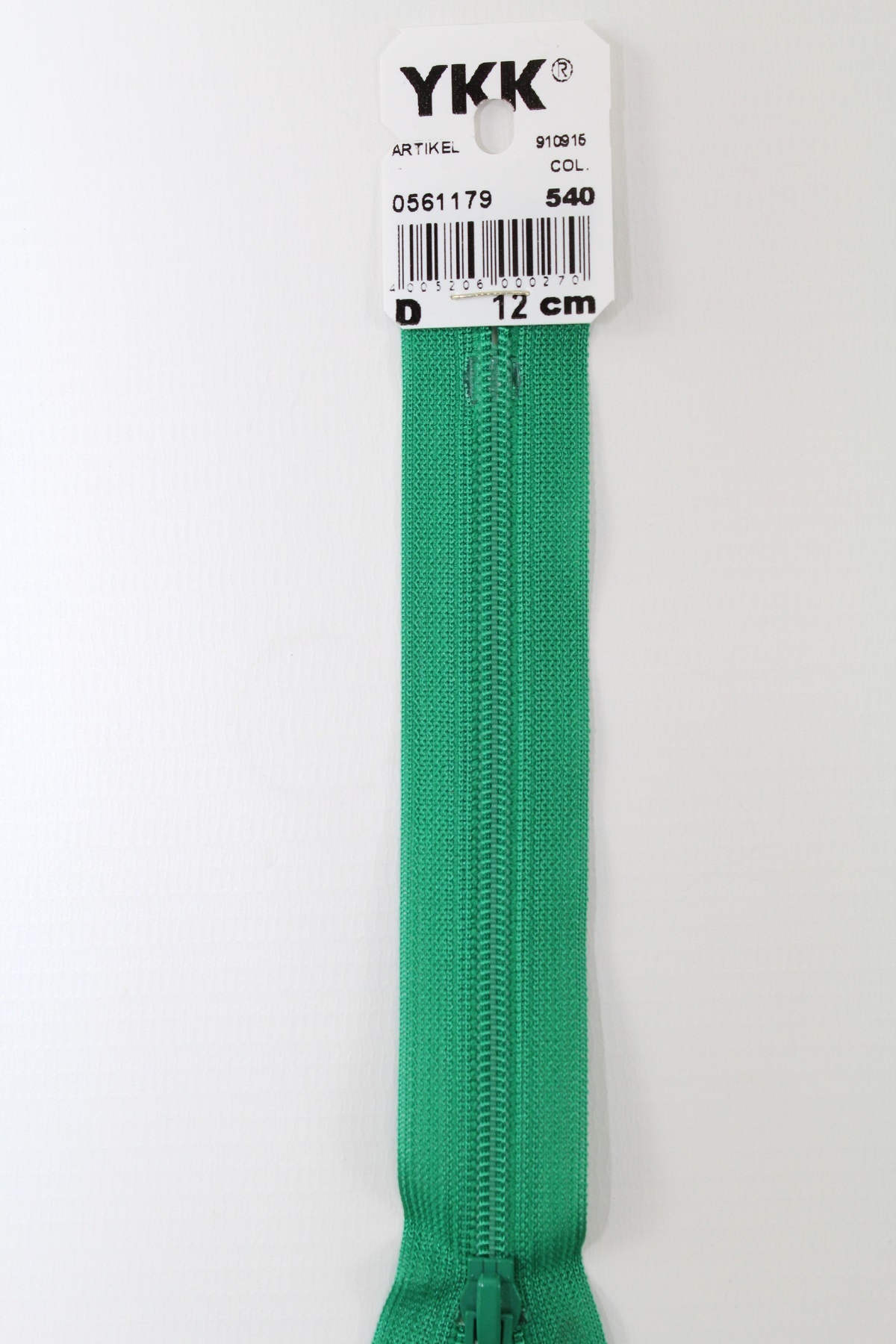 YKK-Reissverschluss 12cm-60cm, nicht teilbar, blattgrün