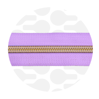 1m Reissversschluss endlos in Frosted Lilac mit Gold Raupe