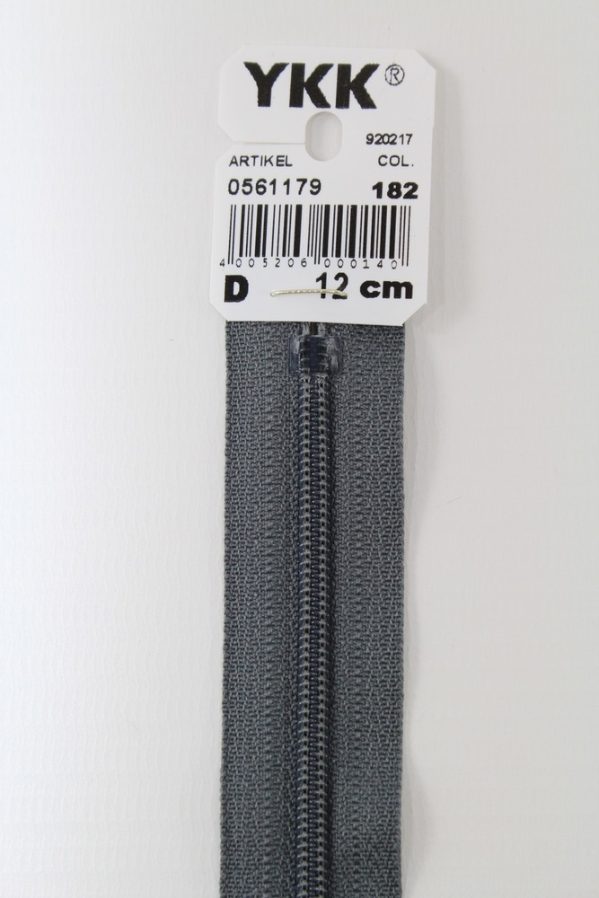 YKK-Reissverschluss 12cm-60cm, nicht teilbar, schiefergrau