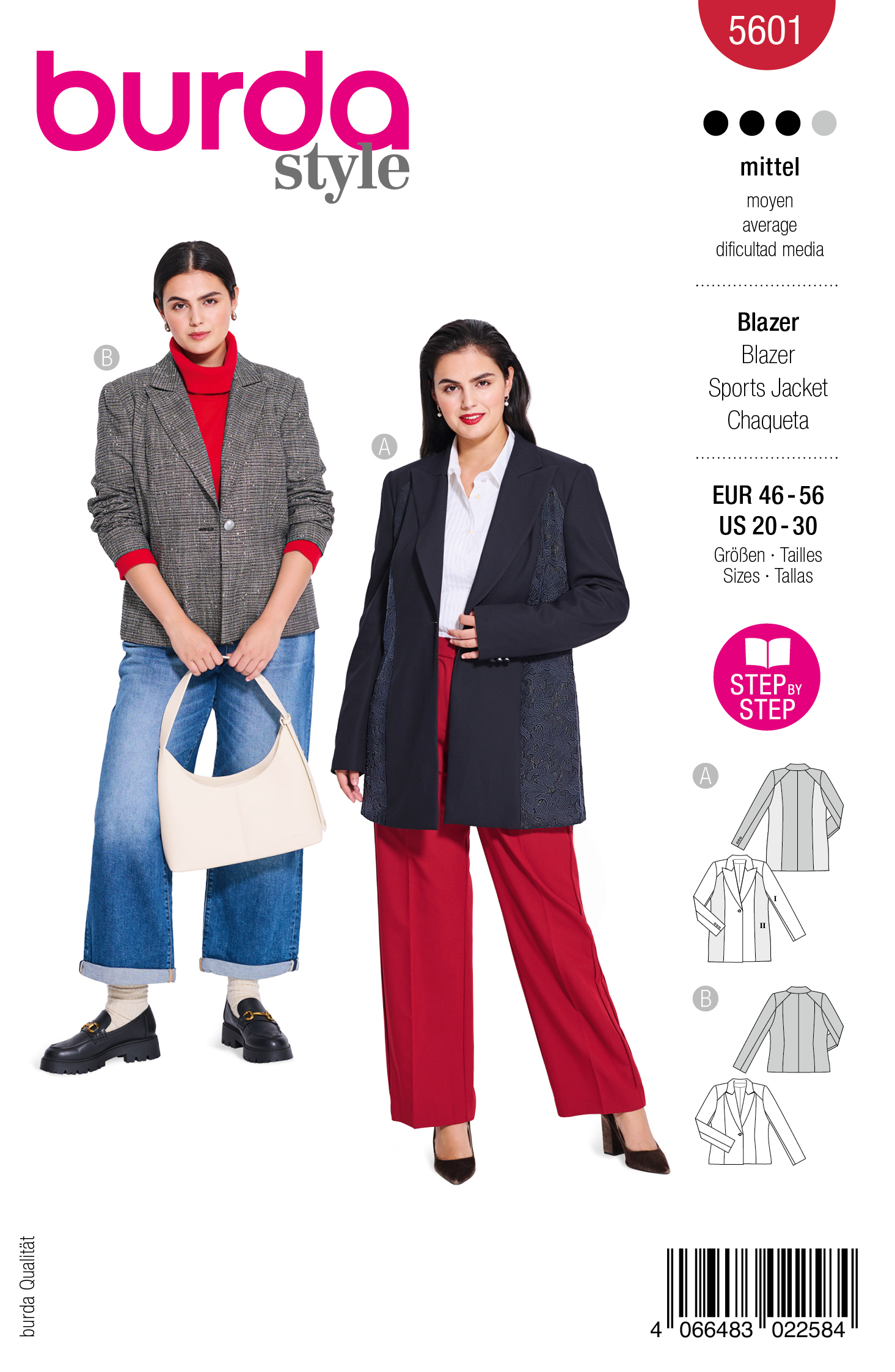 burda Schnitt  5601 - Smokingjacke & Blazer