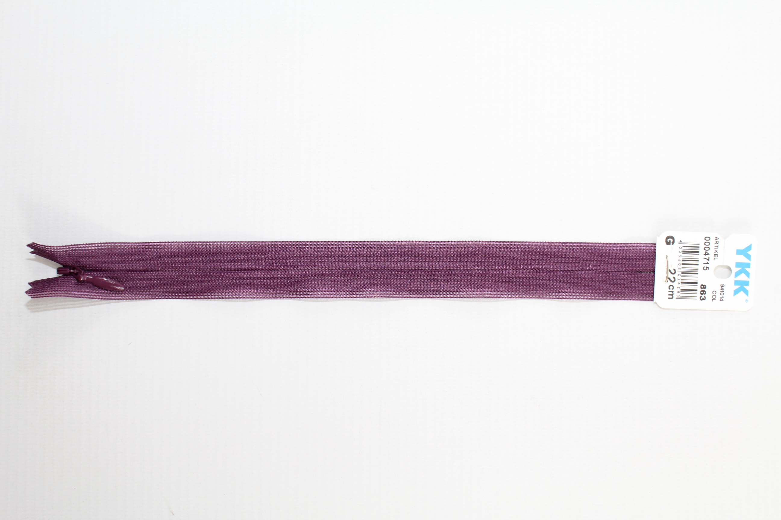 Nahtverdeckter Reissverschluss aus Kunststoff (aubergine) Col. 863 Nahtverdeckter Reissverschluss aus Kunststoff (aubergine) Col. 863