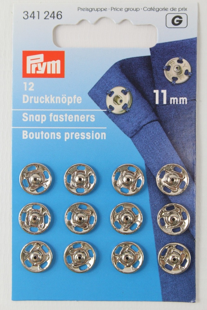 12 Annäh- Druckknöpfe ø 11mm silber