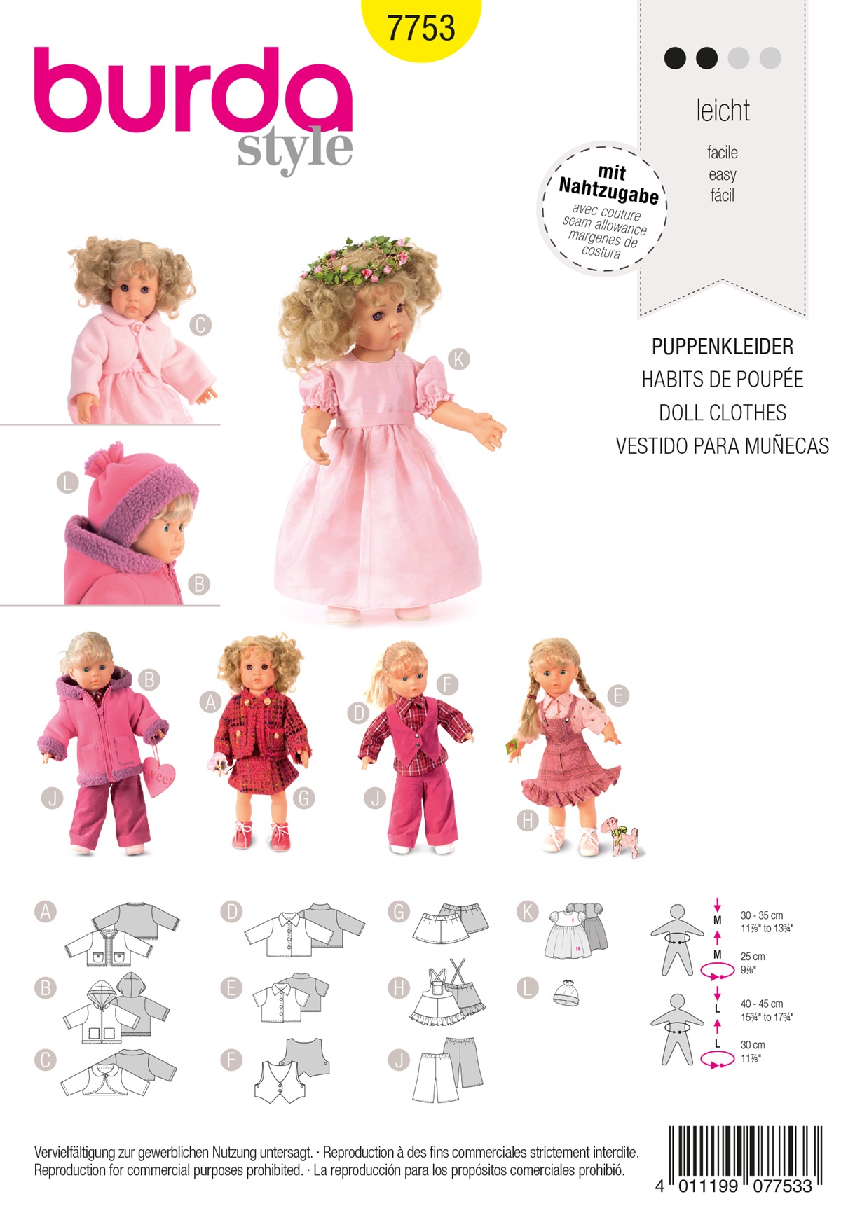 burda Schnitt 7753 - Puppenkleider
